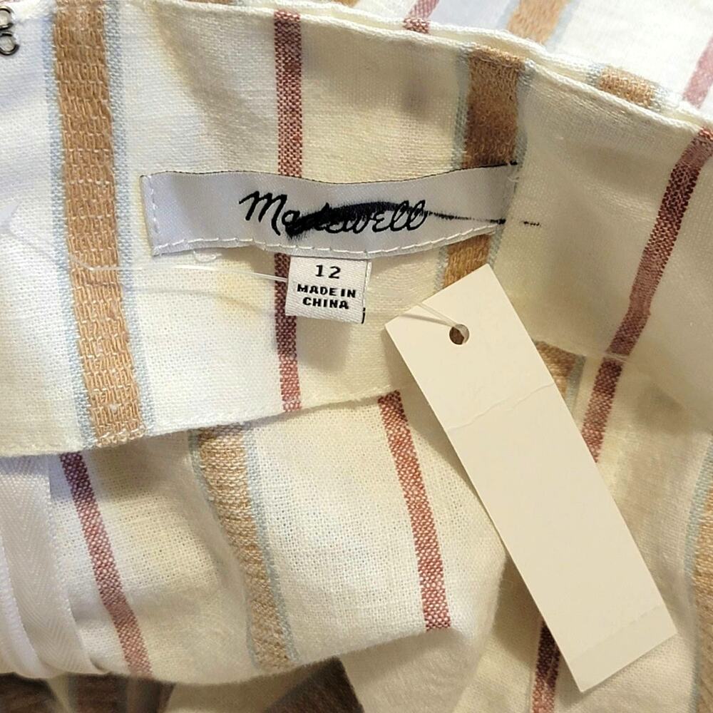 Madewell NWT Stripe Sarong Wrap Midi Skirt Twist Front Linen Cotton Size 12 - Picture 11 of 16